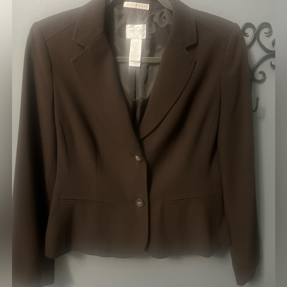 Emma James Petites Blazer/Jacket, Chocolate Brown, Size 10 Petite
